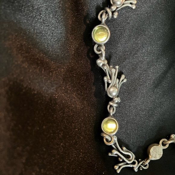 Designer Pewter Green Glass Artsy Whimsy Necklace - Picture 8 of 10